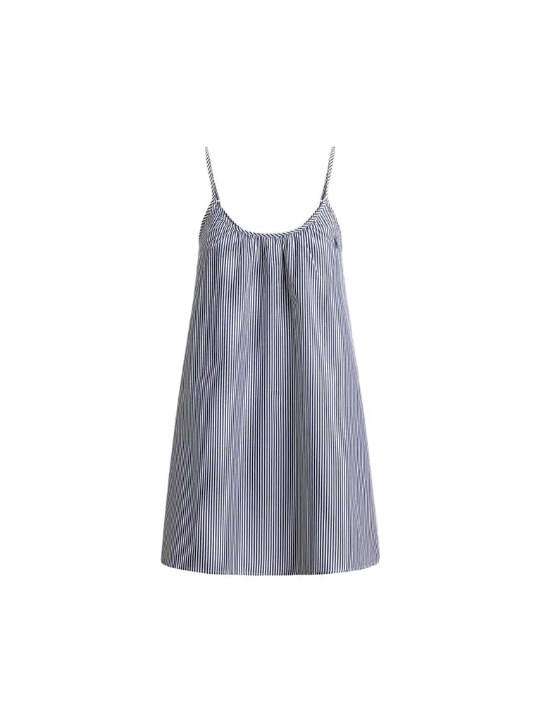 Women's Striped Cotton Gathered Mini Slipdress Women's Striped Cotton Gathered Mini Slipdress