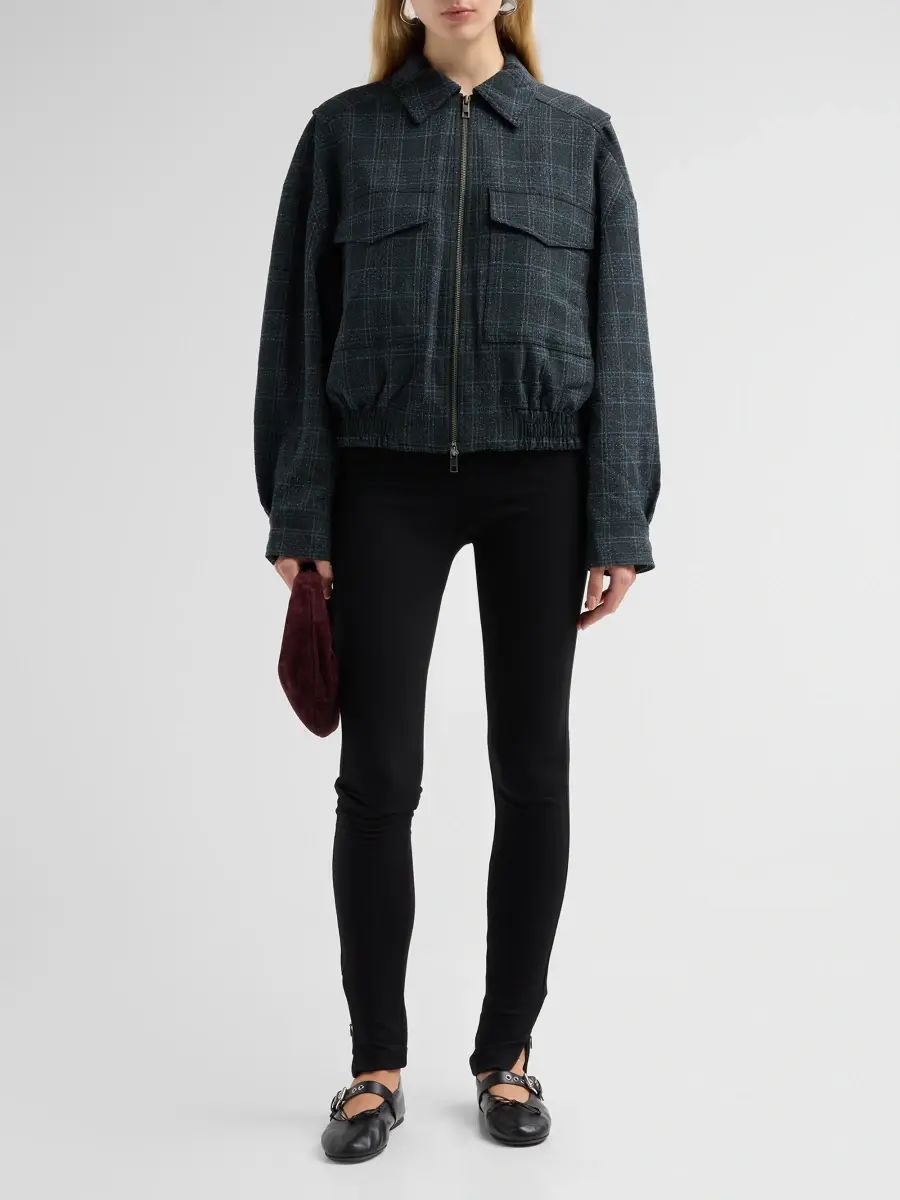 Staud Women's Eugene Plaid Bomber Jacket | Thumbnail 2 Staud Women's Eugene Plaid Bomber Jacket | Thumbnail 2