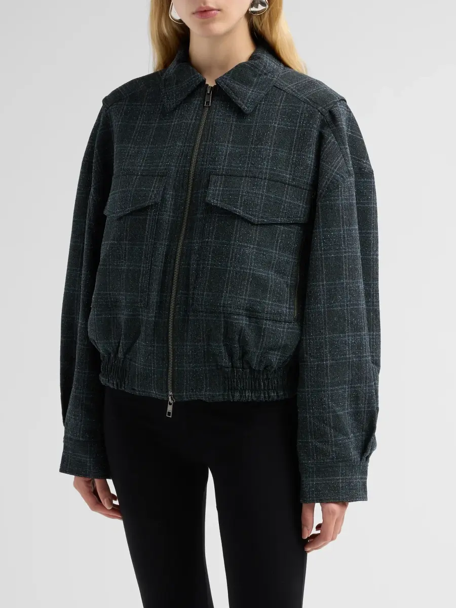Staud Women's Eugene Plaid Bomber Jacket | Thumbnail 4 Staud Women's Eugene Plaid Bomber Jacket | Thumbnail 4