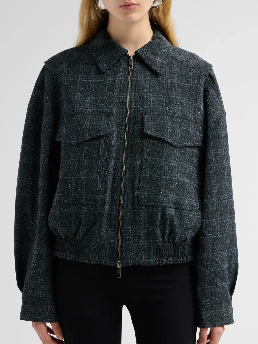 Staud Women's Eugene Plaid Bomber Jacket | Thumbnail 5 Staud Women's Eugene Plaid Bomber Jacket | Thumbnail 5