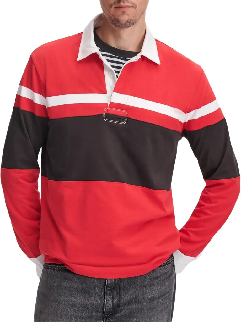 rag & bone Men's Striped Cotton Rugby Shirt