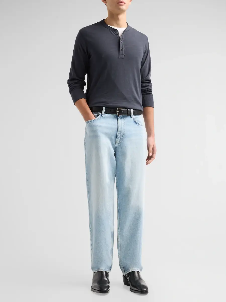 rag & bone Men's Classic Flame Cotton Henley Top | Thumbnail 2 rag & bone Men's Classic Flame Cotton Henley Top | Thumbnail 2