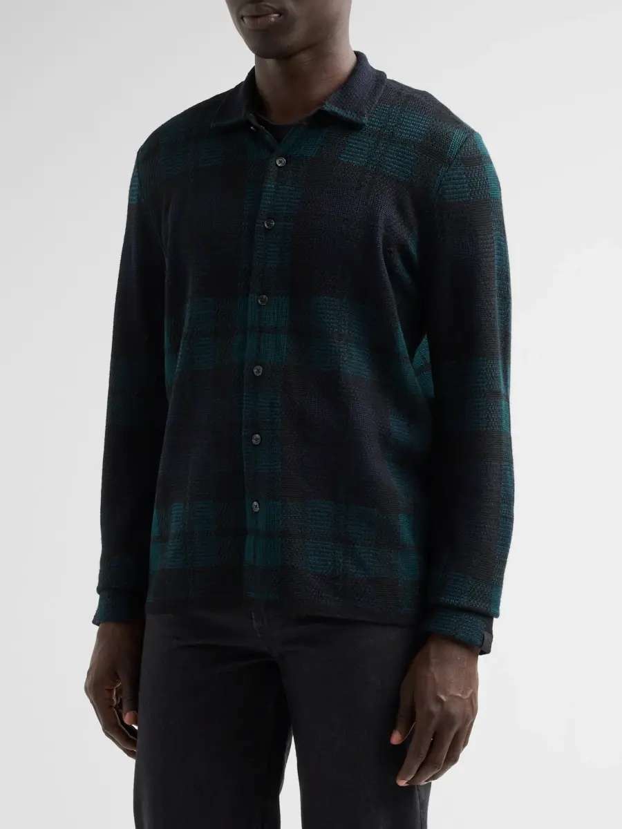 rag & bone Men's Dalton Plaid Knit Wool Shirt | Thumbnail 4