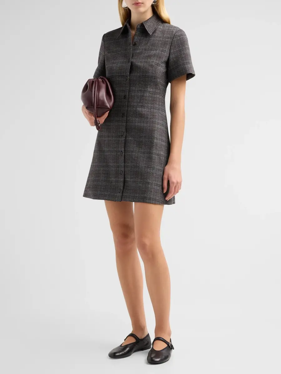 Theory Women's Glen Check A-Line Mini Dress | Thumbnail 4 Theory Women's Glen Check A-Line Mini Dress | Thumbnail 4