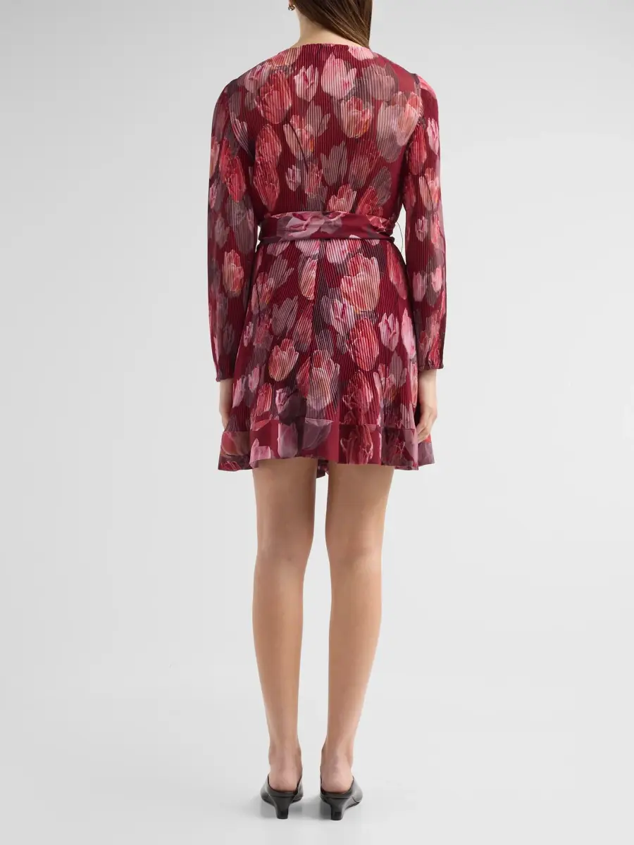 Milly Women's Liv Floral Pleated Tie-Waist Mini Dress | Thumbnail 3