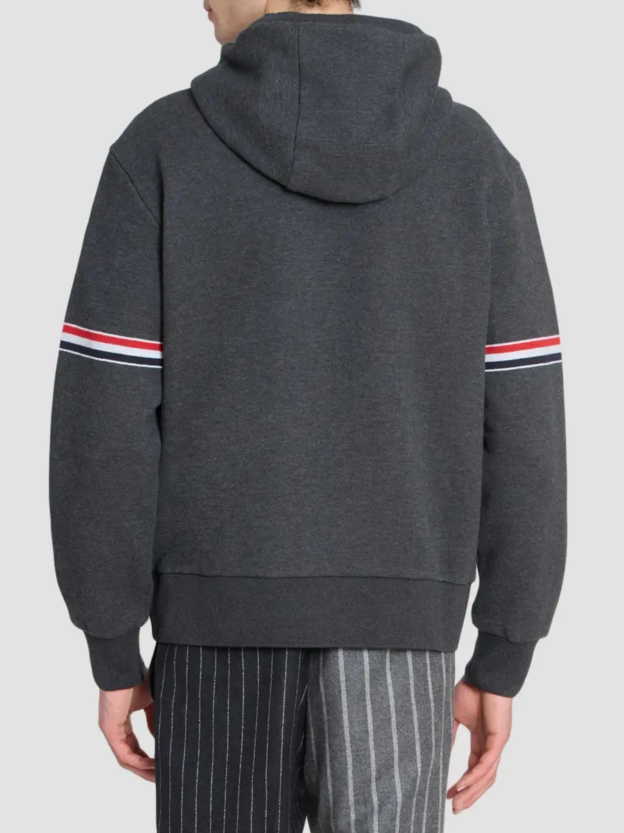 Thom Browne Men's RWB Engineered Stripe Cotton Loopback Full-Zip Hoodie | Thumbnail 5 Thom Browne Men's RWB Engineered Stripe Cotton Loopback Full-Zip Hoodie | Thumbnail 5