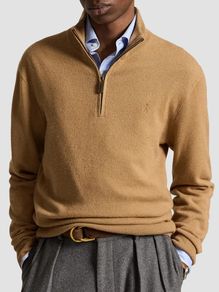Polo Ralph Lauren Men's Logo Wool Quarter-Zip Sweater | Thumbnail 4 Polo Ralph Lauren Men's Logo Wool Quarter-Zip Sweater | Thumbnail 4