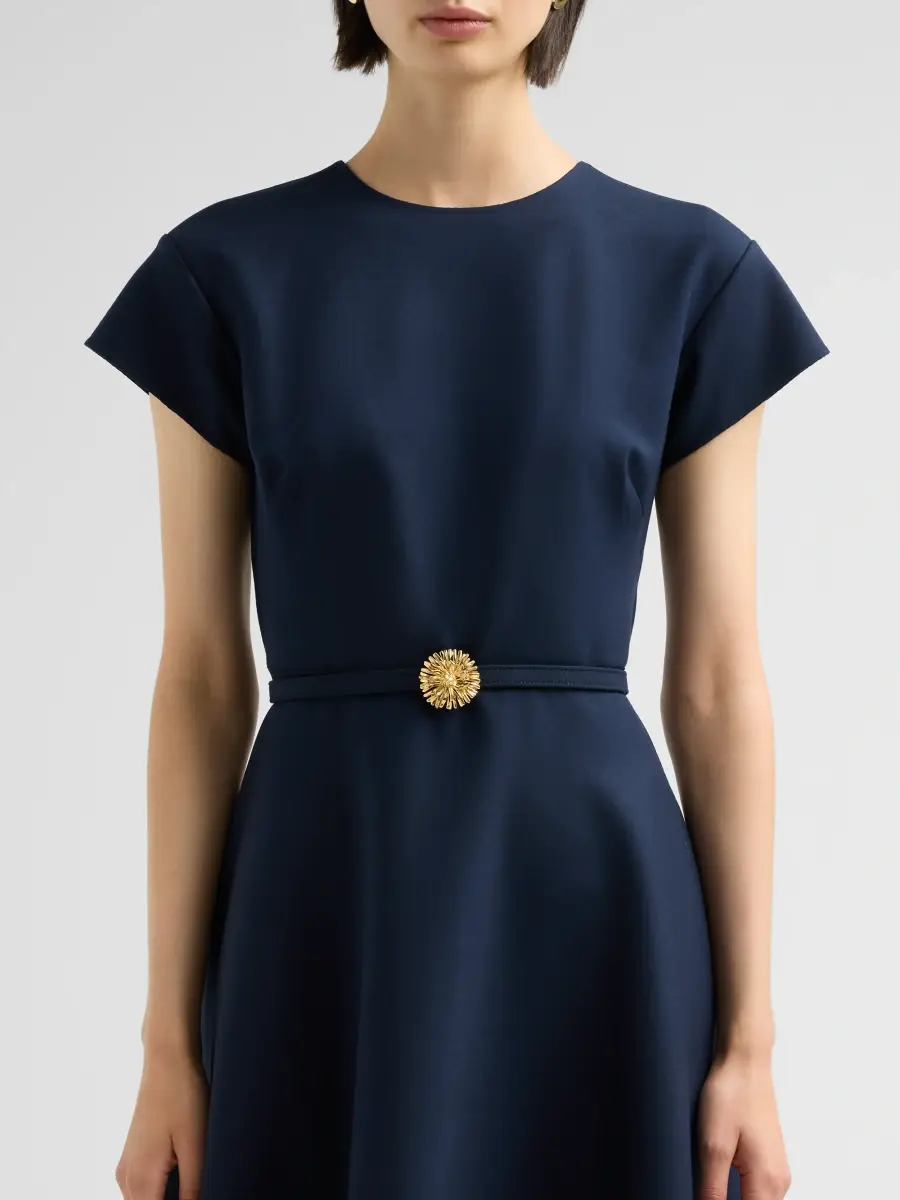 Oscar de la Renta Women's Stretch Wool Short Sleeve Midi Dress | Thumbnail 5 Oscar de la Renta Women's Stretch Wool Short Sleeve Midi Dress | Thumbnail 5