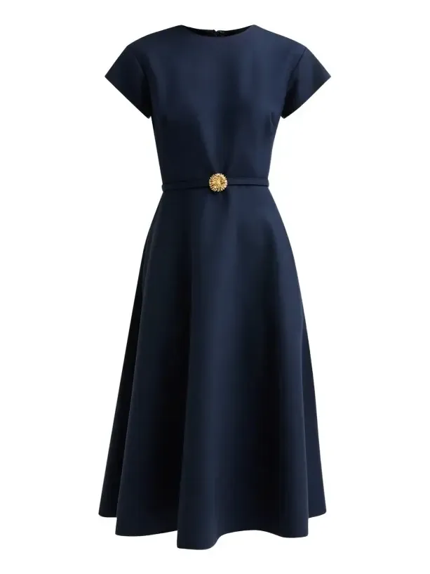 Women's Stretch Wool Short Sleeve Midi Dress Women's Stretch Wool Short Sleeve Midi Dress