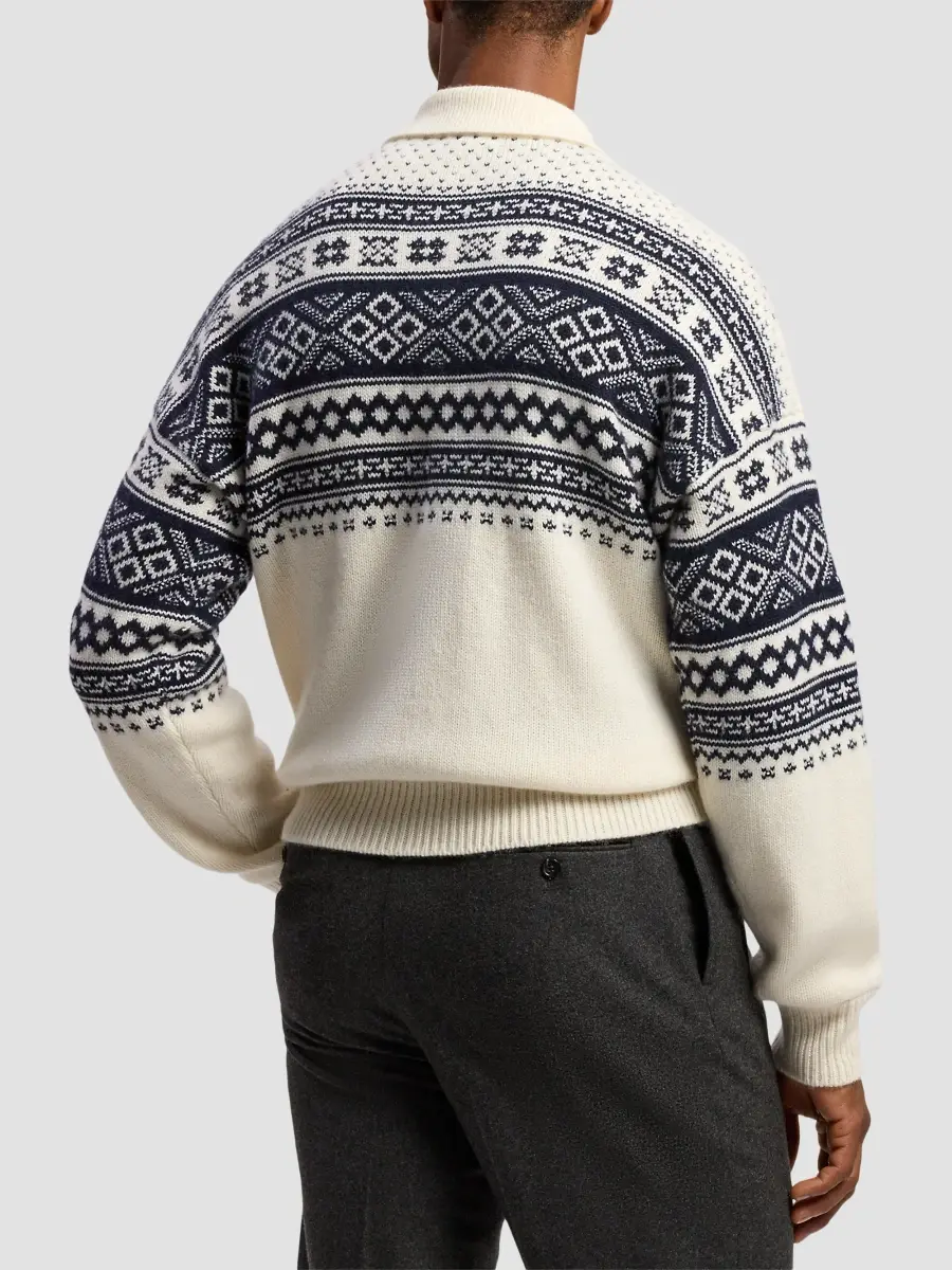 Ralph Lauren Purple Label Men's Patterned Cashmere Polo-Collar Sweater | Thumbnail 3 Ralph Lauren Purple Label Men's Patterned Cashmere Polo-Collar Sweater | Thumbnail 3