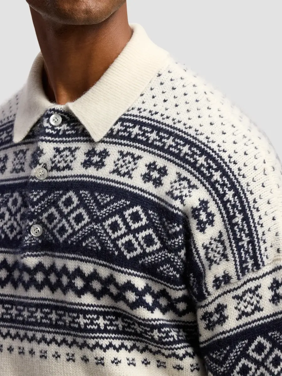 Ralph Lauren Purple Label Men's Patterned Cashmere Polo-Collar Sweater | Thumbnail 5 Ralph Lauren Purple Label Men's Patterned Cashmere Polo-Collar Sweater | Thumbnail 5