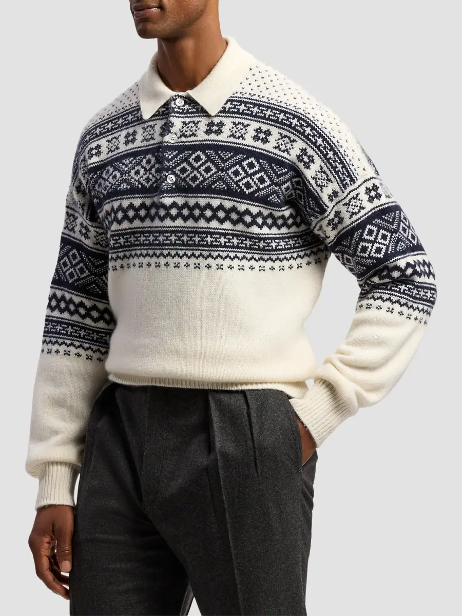 Ralph Lauren Purple Label Men's Patterned Cashmere Polo-Collar Sweater | Thumbnail 7 Ralph Lauren Purple Label Men's Patterned Cashmere Polo-Collar Sweater | Thumbnail 7