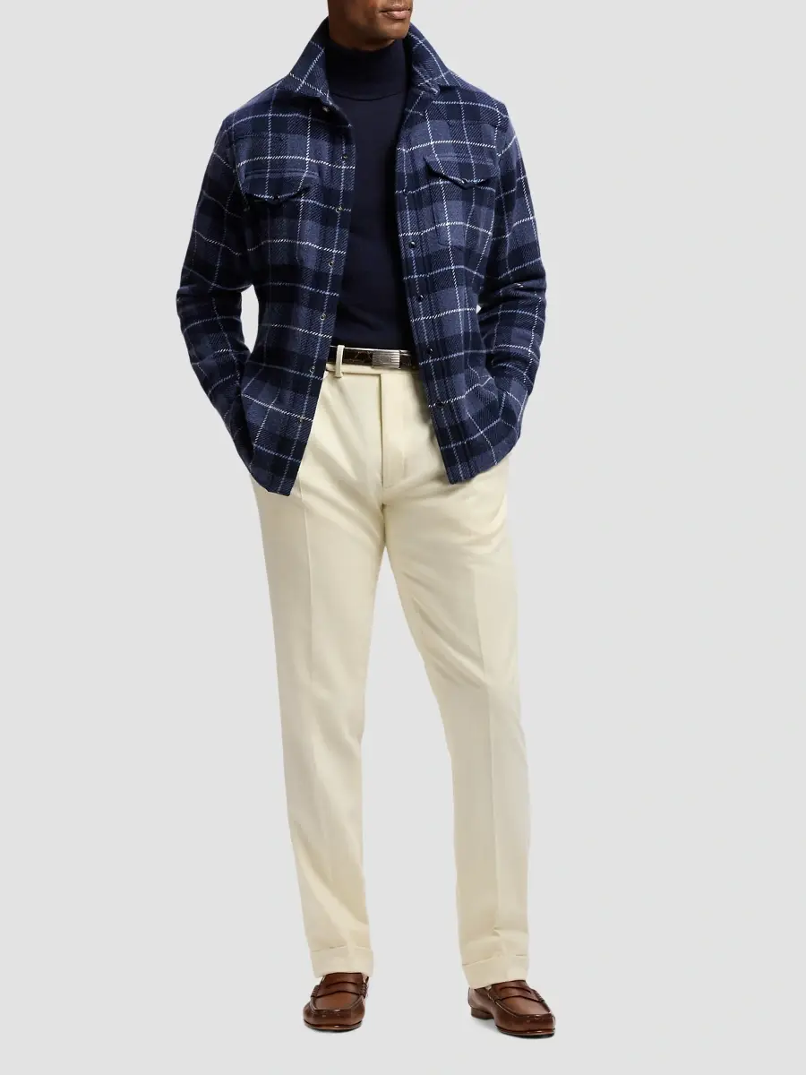 Ralph Lauren Purple Label Men's Plaid Cashmere Western Shirt | Thumbnail 2 Ralph Lauren Purple Label Men's Plaid Cashmere Western Shirt | Thumbnail 2