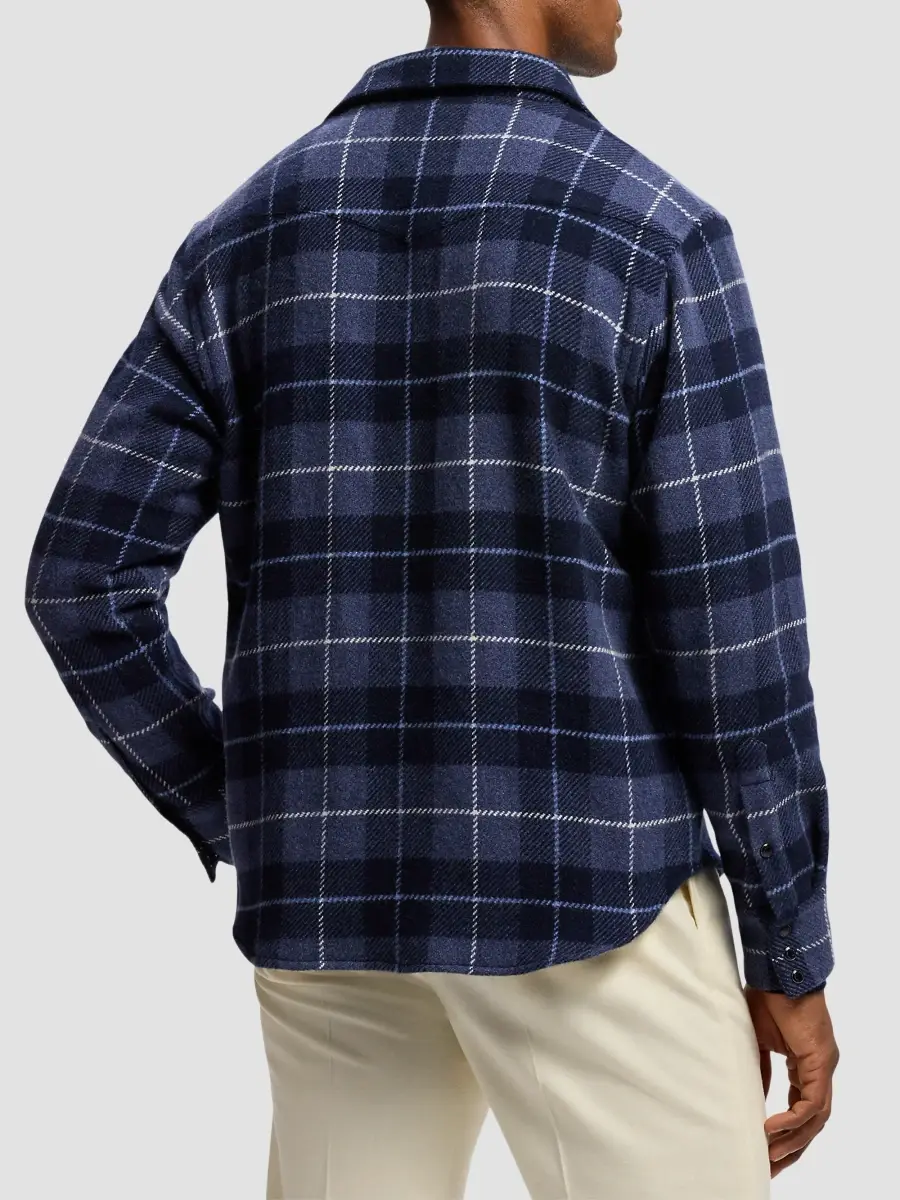 Ralph Lauren Purple Label Men's Plaid Cashmere Western Shirt | Thumbnail 3 Ralph Lauren Purple Label Men's Plaid Cashmere Western Shirt | Thumbnail 3
