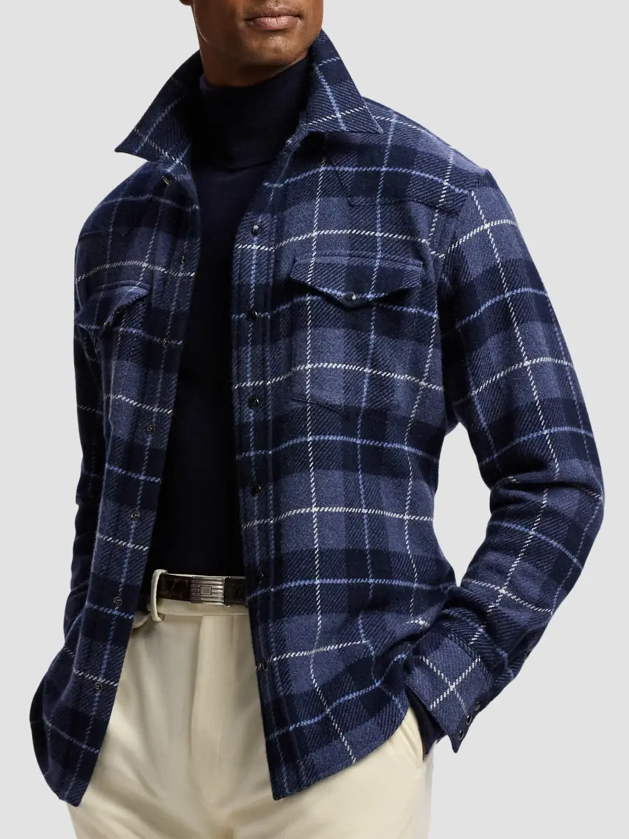 Ralph Lauren Purple Label Men's Plaid Cashmere Western Shirt | Thumbnail 7 Ralph Lauren Purple Label Men's Plaid Cashmere Western Shirt | Thumbnail 7