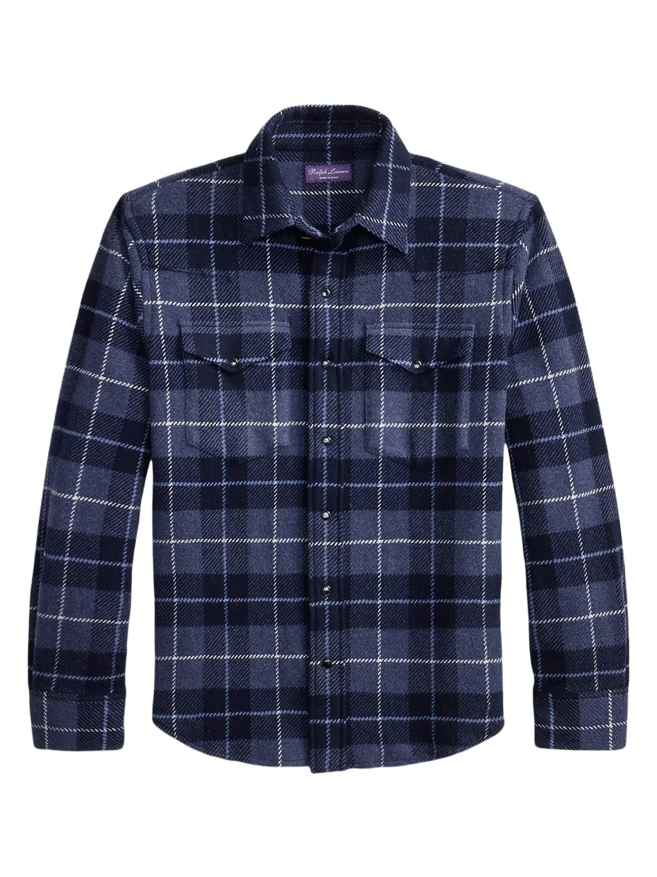 Ralph Lauren Purple Label Men's Plaid Cashmere Western Shirt