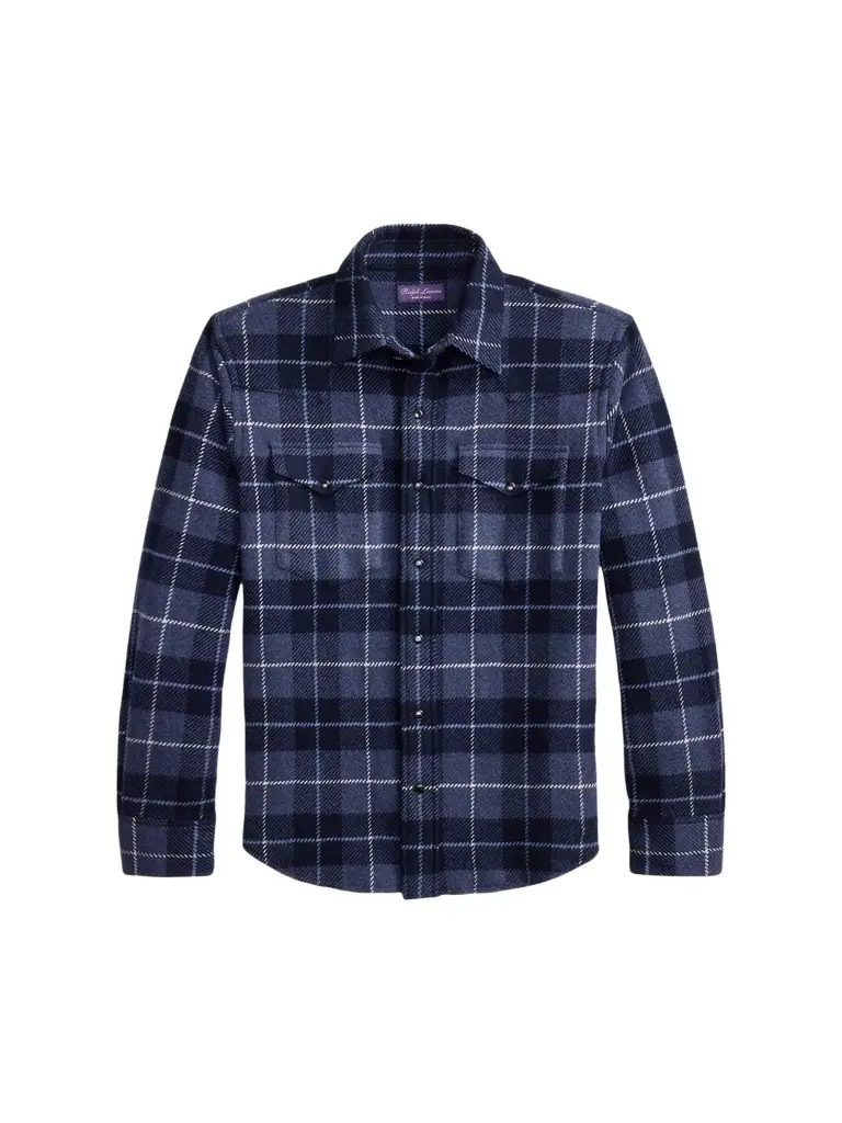 Ralph Lauren Purple Label Men's Plaid Cashmere Western Shirt