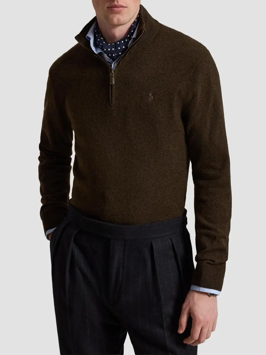 Polo Ralph Lauren Men's Logo Wool Quarter-Zip Sweater | Thumbnail 4 Polo Ralph Lauren Men's Logo Wool Quarter-Zip Sweater | Thumbnail 4