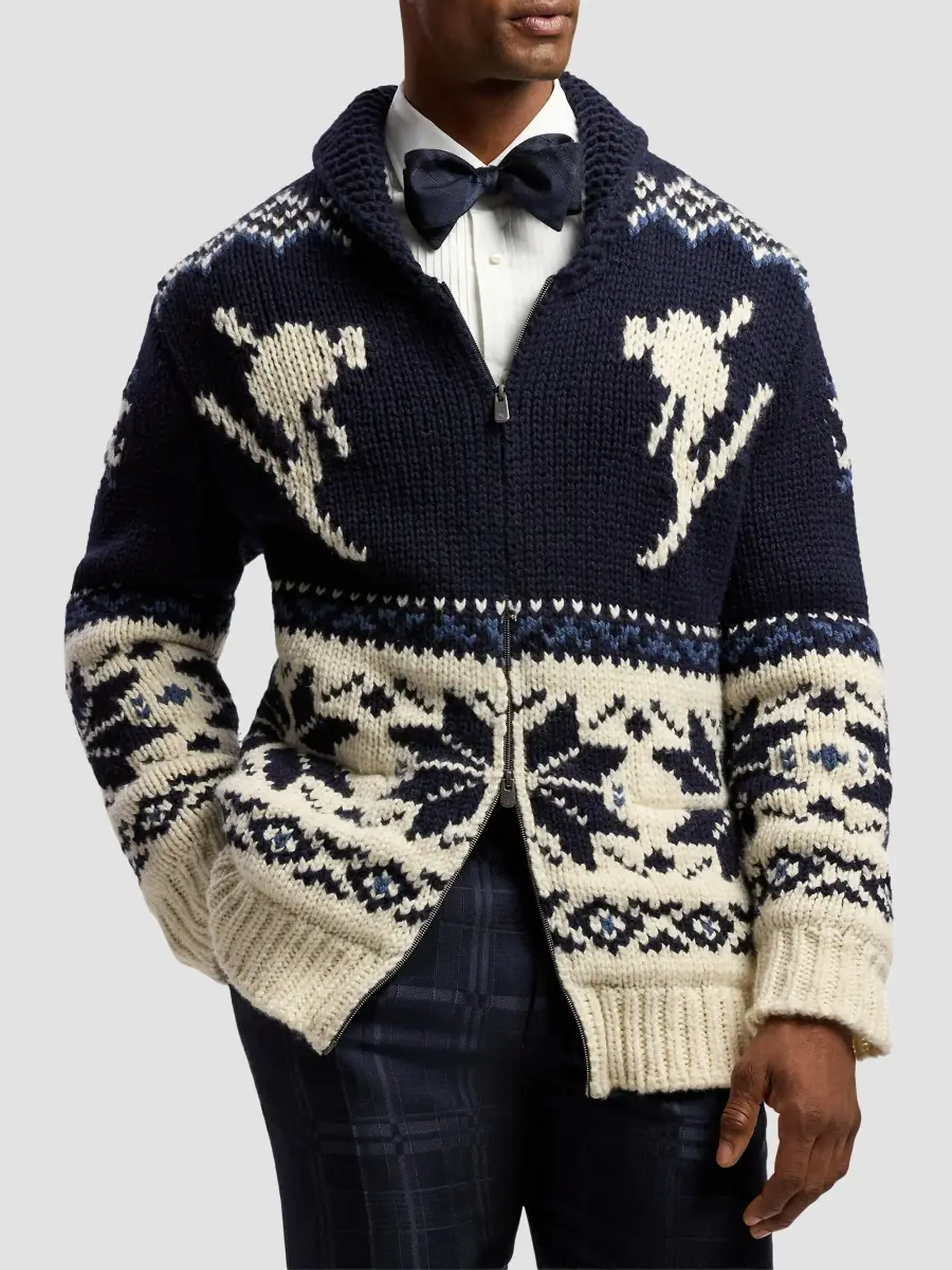 Ralph Lauren Purple Label Men's Fair-Isle Wool-Cashmere Cardigan | Thumbnail 4