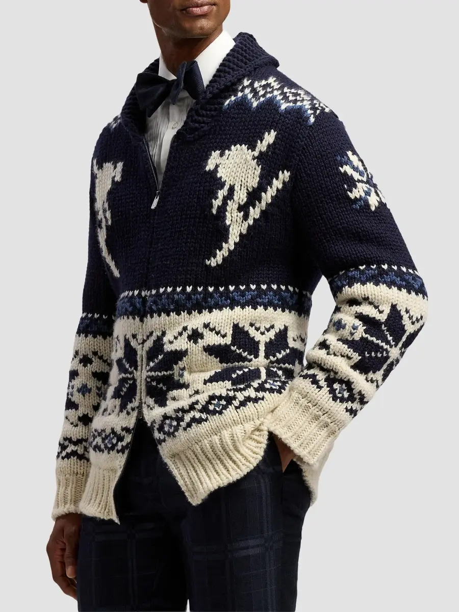 Ralph Lauren Purple Label Men's Fair-Isle Wool-Cashmere Cardigan | Thumbnail 6