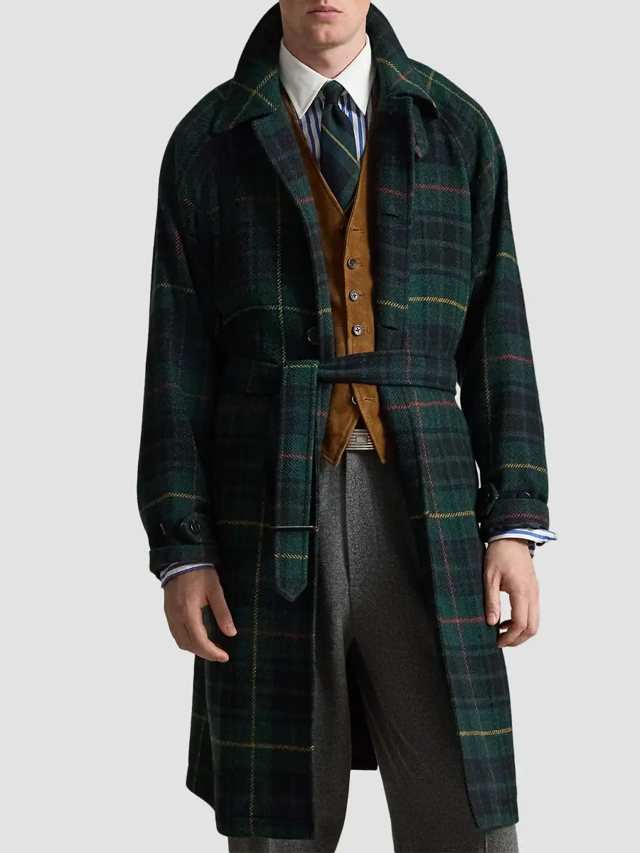 Polo Ralph Lauren Men's Plaid Tweed Balmacaan Coat | Thumbnail 4 Polo Ralph Lauren Men's Plaid Tweed Balmacaan Coat | Thumbnail 4