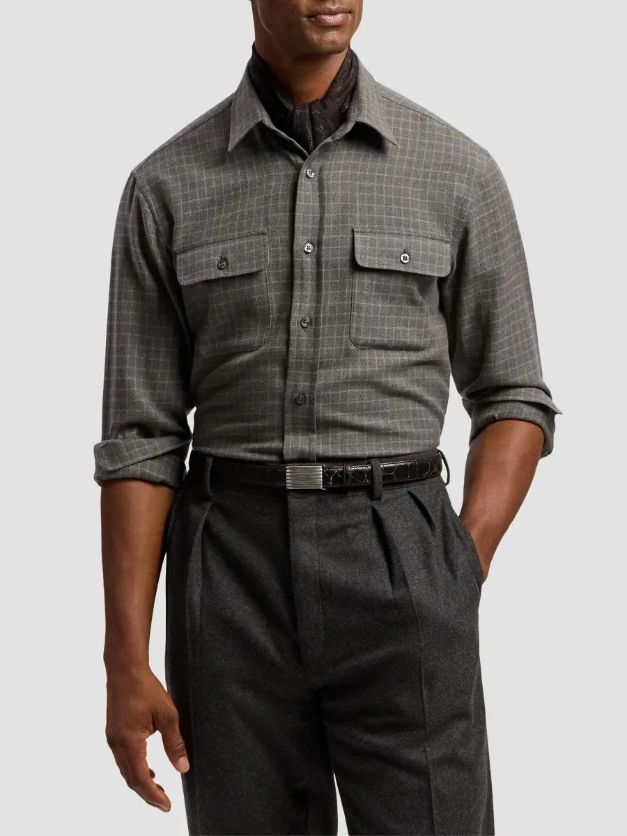 Ralph Lauren Purple Label Men's Tattersall Cotton Flannel Shirt | Thumbnail 4 Ralph Lauren Purple Label Men's Tattersall Cotton Flannel Shirt | Thumbnail 4