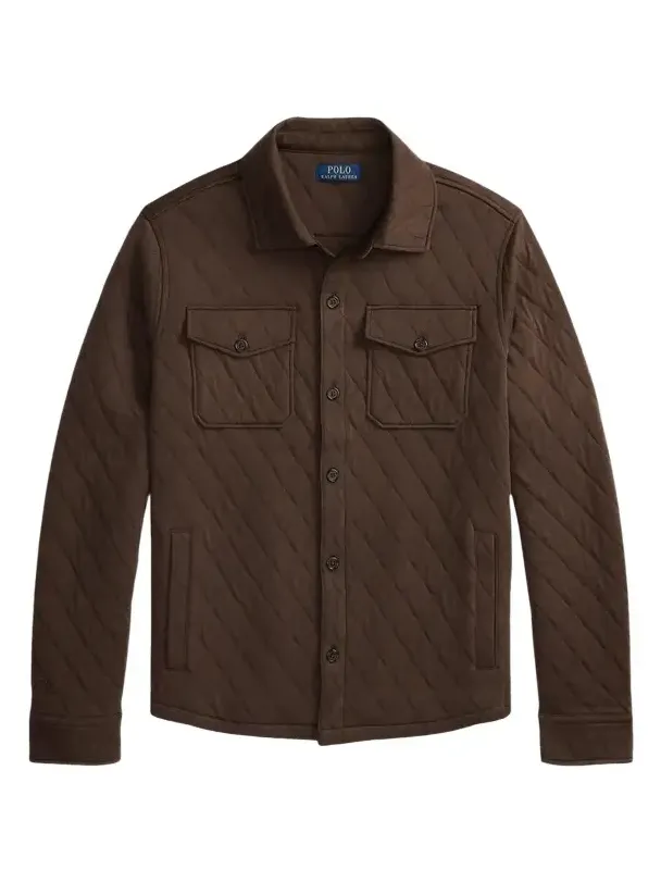 Men's Cotton-Blend Jersey Quilted Shirt Jacket