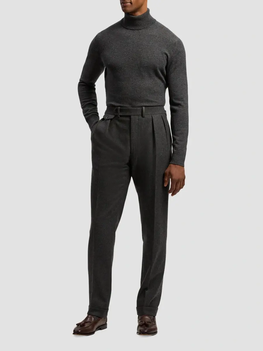 Ralph Lauren Purple Label Men's Gregory Hand-Tailored Pleated Wool Trousers | Thumbnail 2