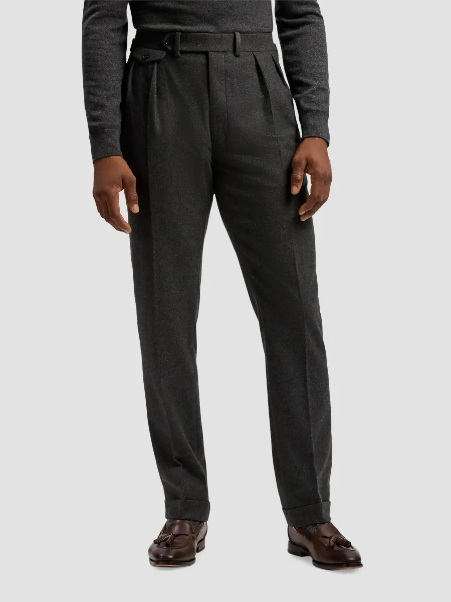 Ralph Lauren Purple Label Men's Gregory Hand-Tailored Pleated Wool Trousers | Thumbnail 4