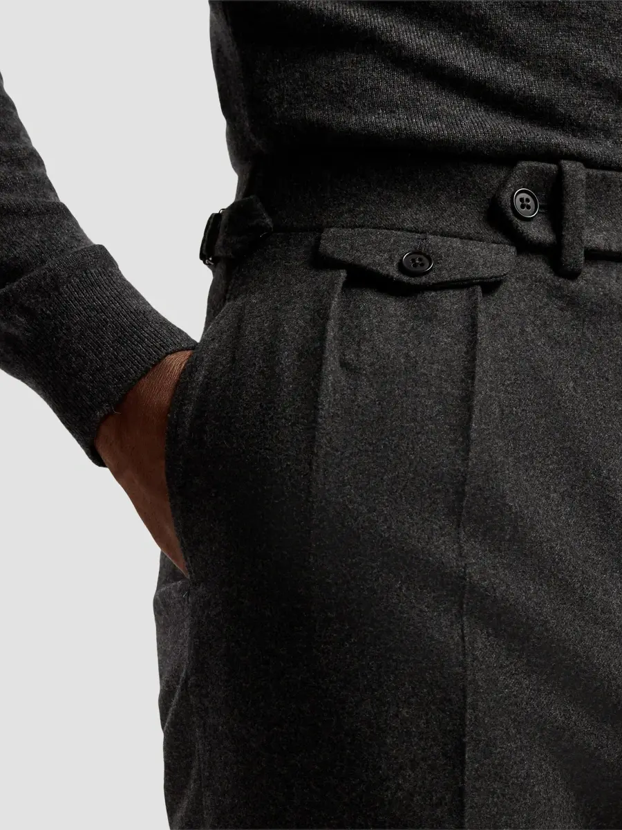 Ralph Lauren Purple Label Men's Gregory Hand-Tailored Pleated Wool Trousers | Thumbnail 5