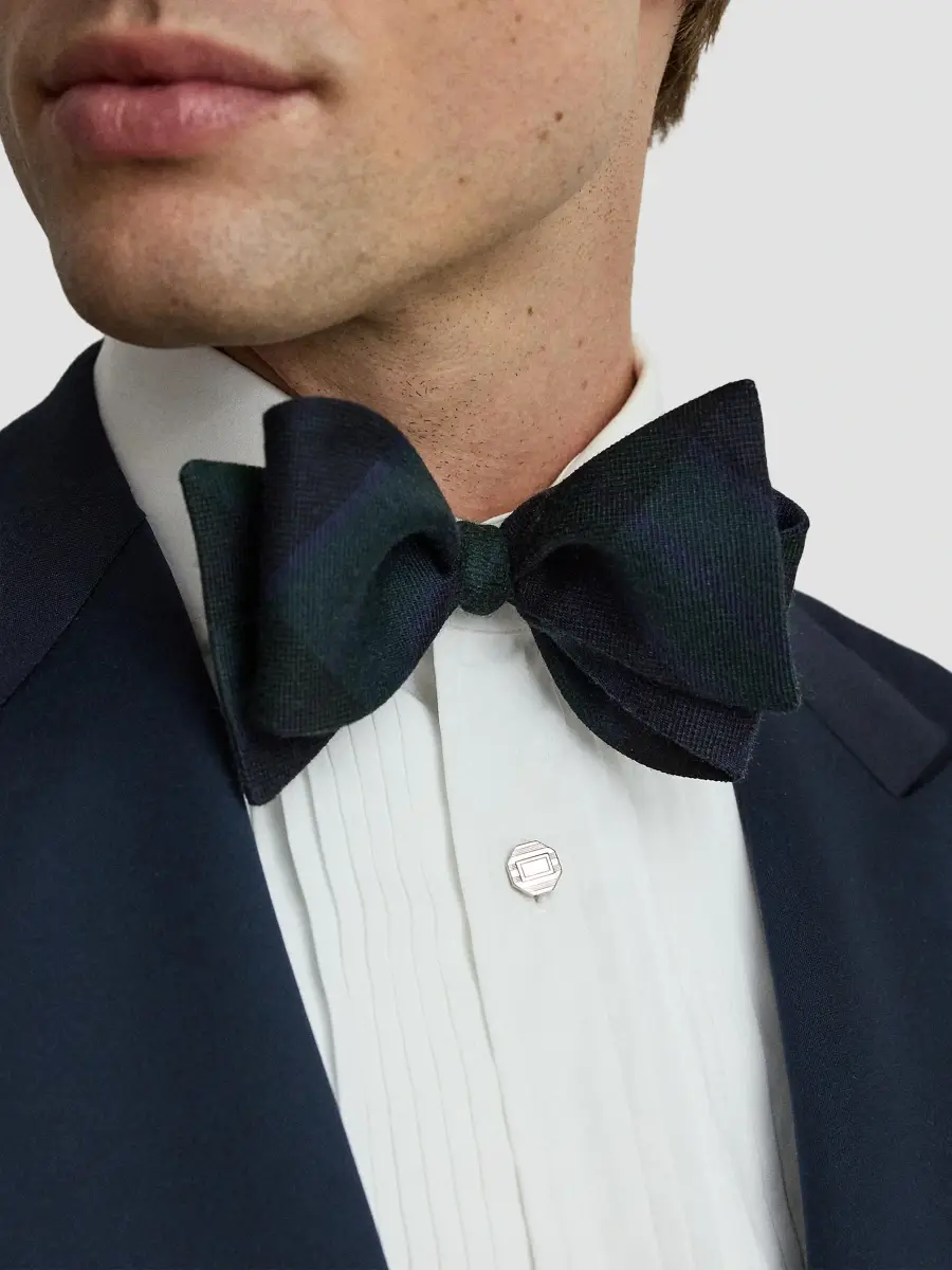 Ralph Lauren Purple Label Men's Plaid-Print Cashmere-Silk Bow Tie | Thumbnail 3