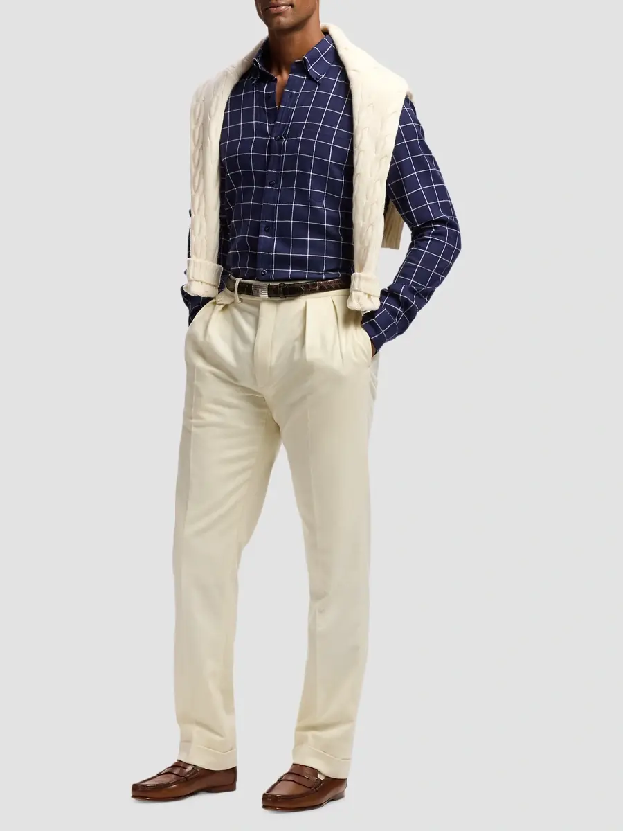 Ralph Lauren Purple Label Men's Windowpane Cotton Oxford Shirt | Thumbnail 2 Ralph Lauren Purple Label Men's Windowpane Cotton Oxford Shirt | Thumbnail 2