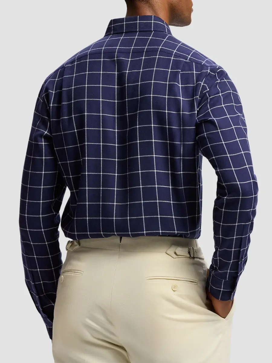 Ralph Lauren Purple Label Men's Windowpane Cotton Oxford Shirt | Thumbnail 3 Ralph Lauren Purple Label Men's Windowpane Cotton Oxford Shirt | Thumbnail 3