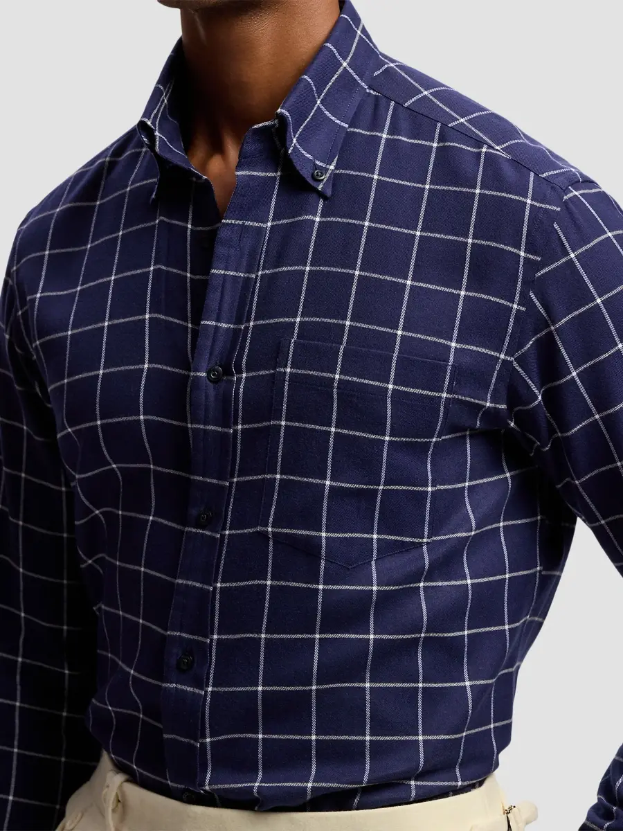 Ralph Lauren Purple Label Men's Windowpane Cotton Oxford Shirt | Thumbnail 6 Ralph Lauren Purple Label Men's Windowpane Cotton Oxford Shirt | Thumbnail 6