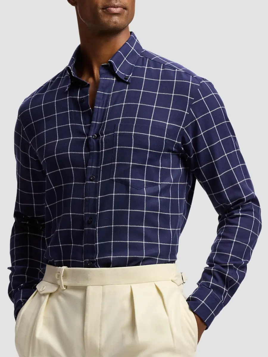 Ralph Lauren Purple Label Men's Windowpane Cotton Oxford Shirt | Thumbnail 8 Ralph Lauren Purple Label Men's Windowpane Cotton Oxford Shirt | Thumbnail 8