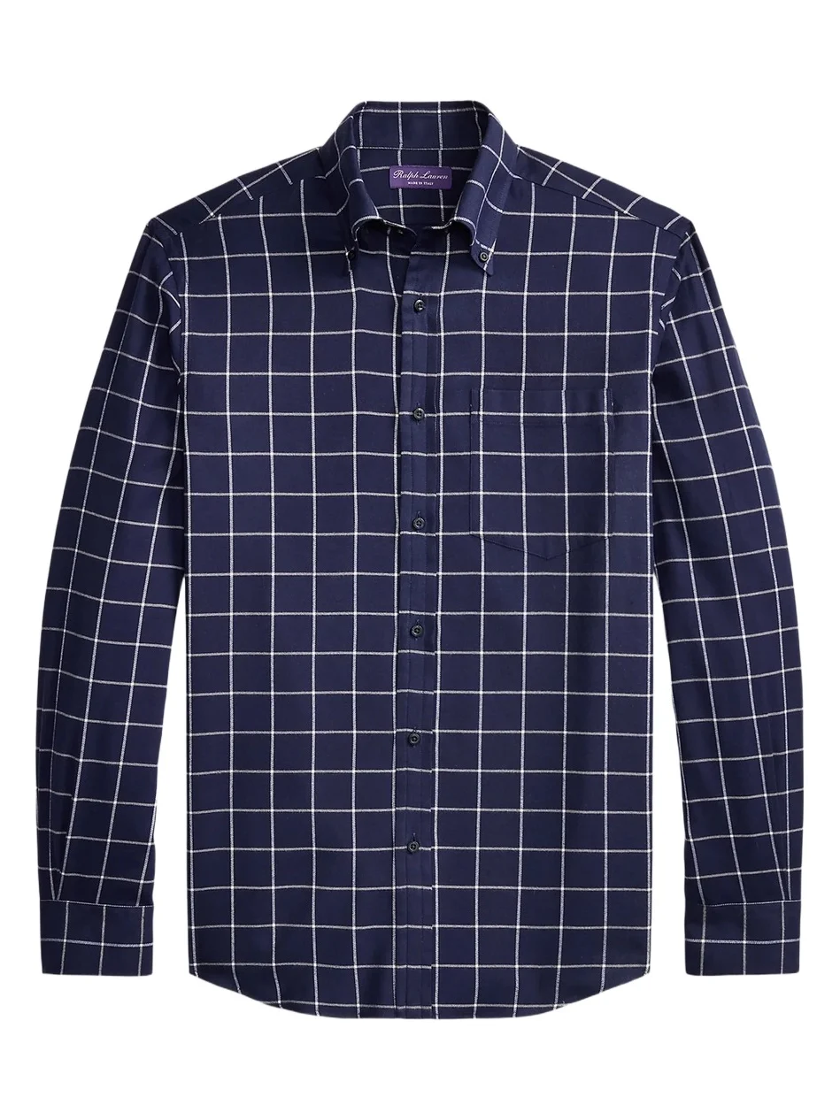 Ralph Lauren Purple Label Men's Windowpane Cotton Oxford Shirt