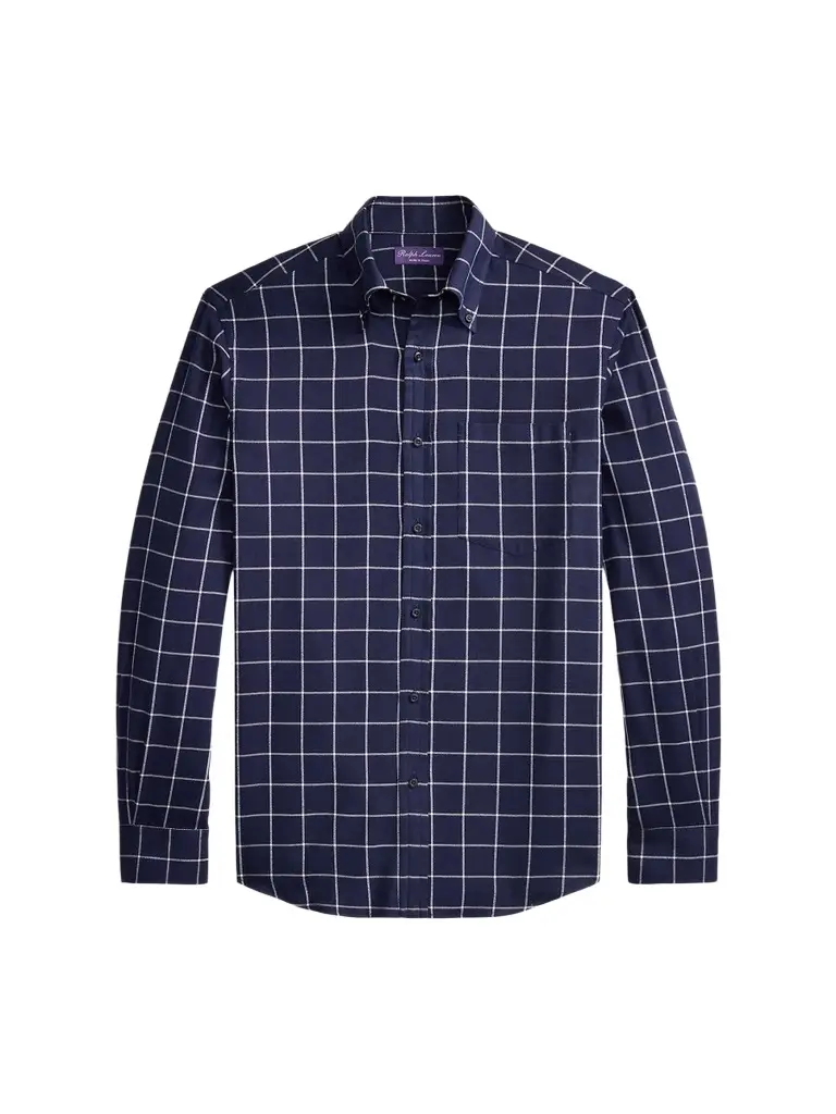 Ralph Lauren Purple Label Men's Windowpane Cotton Oxford Shirt