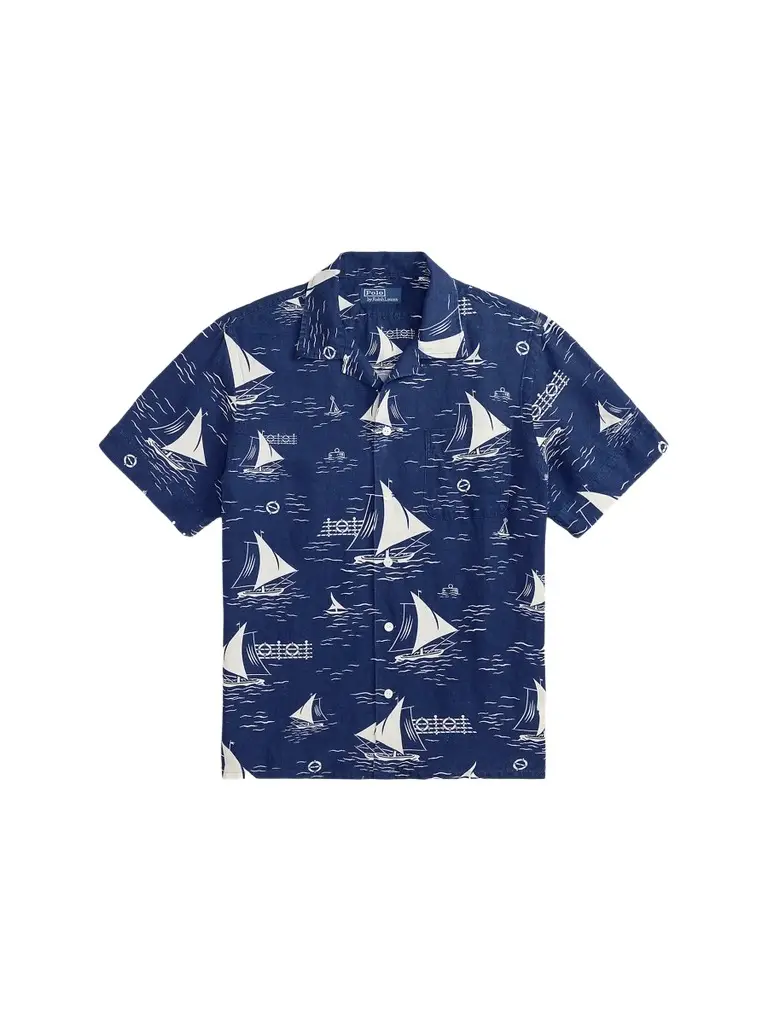 Polo Ralph Lauren Men's Sailboat-Print Linen-Silk Camp Shirt