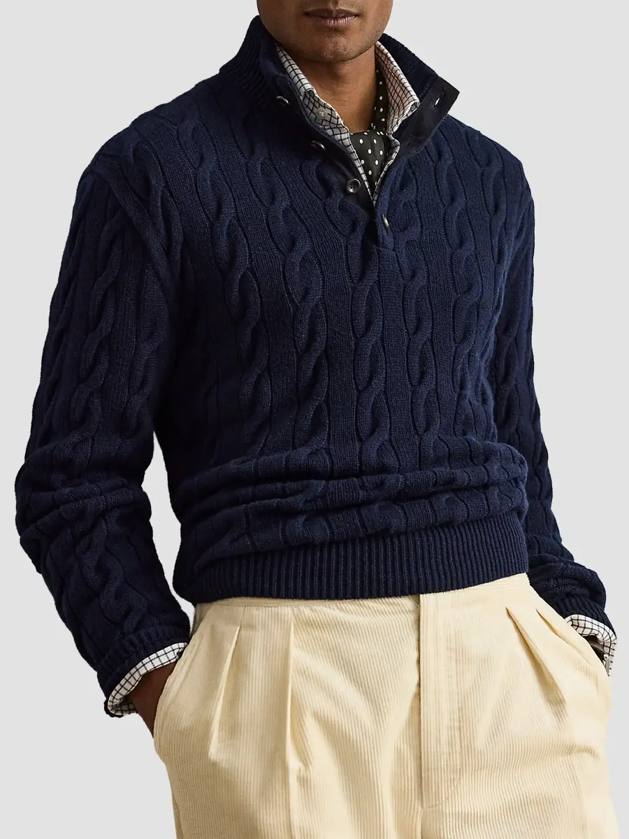 Ralph Lauren Purple Label Men's Cable-Knit Cashmere Sweater | Thumbnail 4