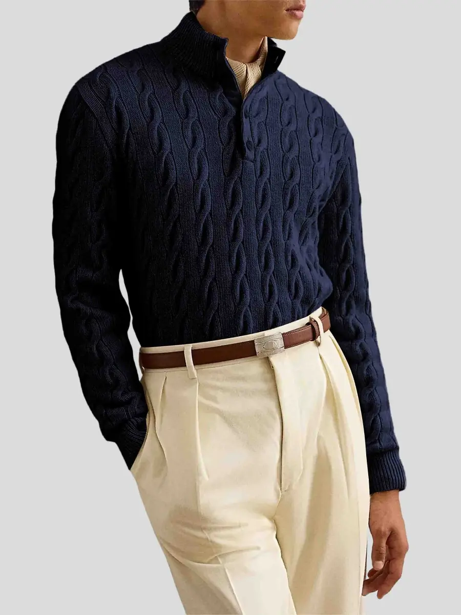 Ralph Lauren Purple Label Men's Cable-Knit Cashmere Sweater | Thumbnail 6