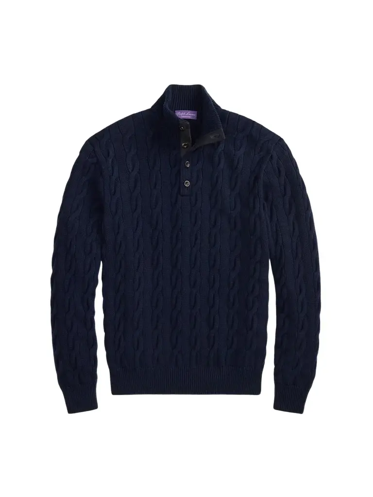 Ralph Lauren Purple Label Men's Cable-Knit Cashmere Sweater
