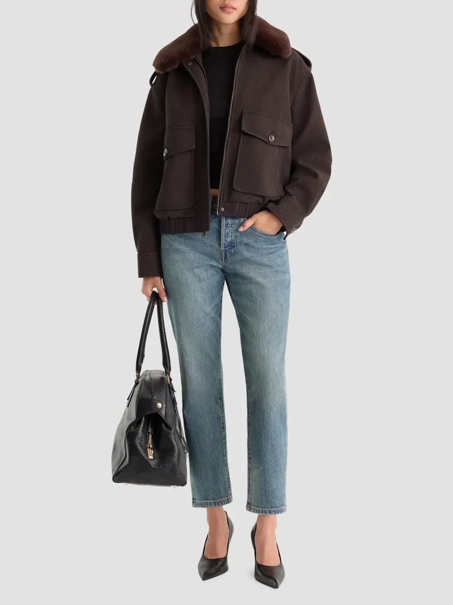 GOOD AMERICAN Women's The Better Than Leather Bomber | Thumbnail 2 GOOD AMERICAN Women's The Better Than Leather Bomber | Thumbnail 2