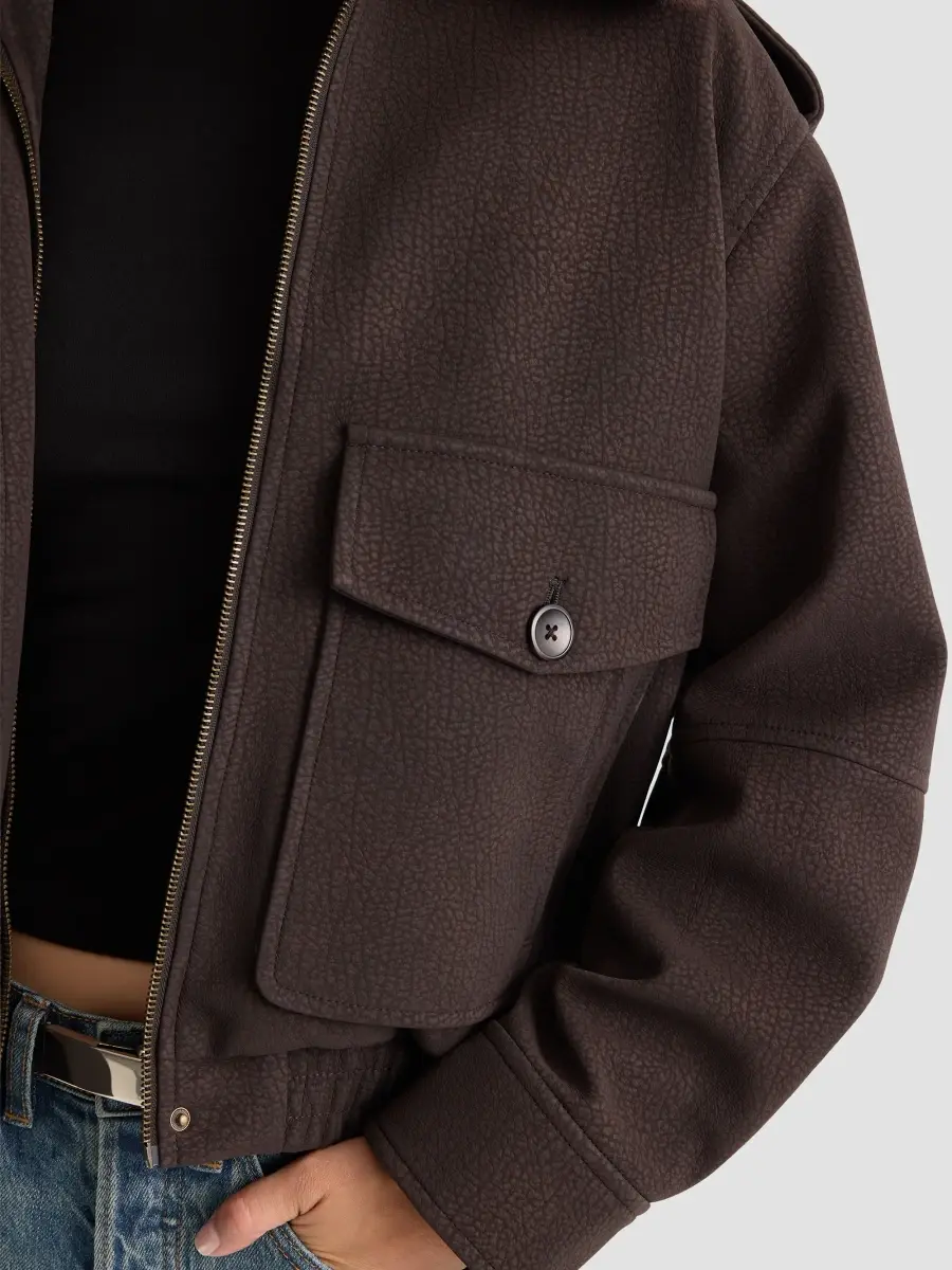 GOOD AMERICAN Women's The Better Than Leather Bomber | Thumbnail 6 GOOD AMERICAN Women's The Better Than Leather Bomber | Thumbnail 6