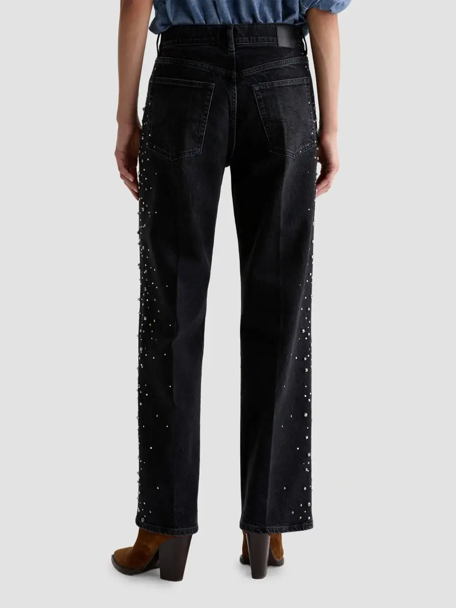 AG Jeans Women's Billie Crystal-Embellished High-Rise Straight-Leg Jeans | Thumbnail 3 AG Jeans Women's Billie Crystal-Embellished High-Rise Straight-Leg Jeans | Thumbnail 3