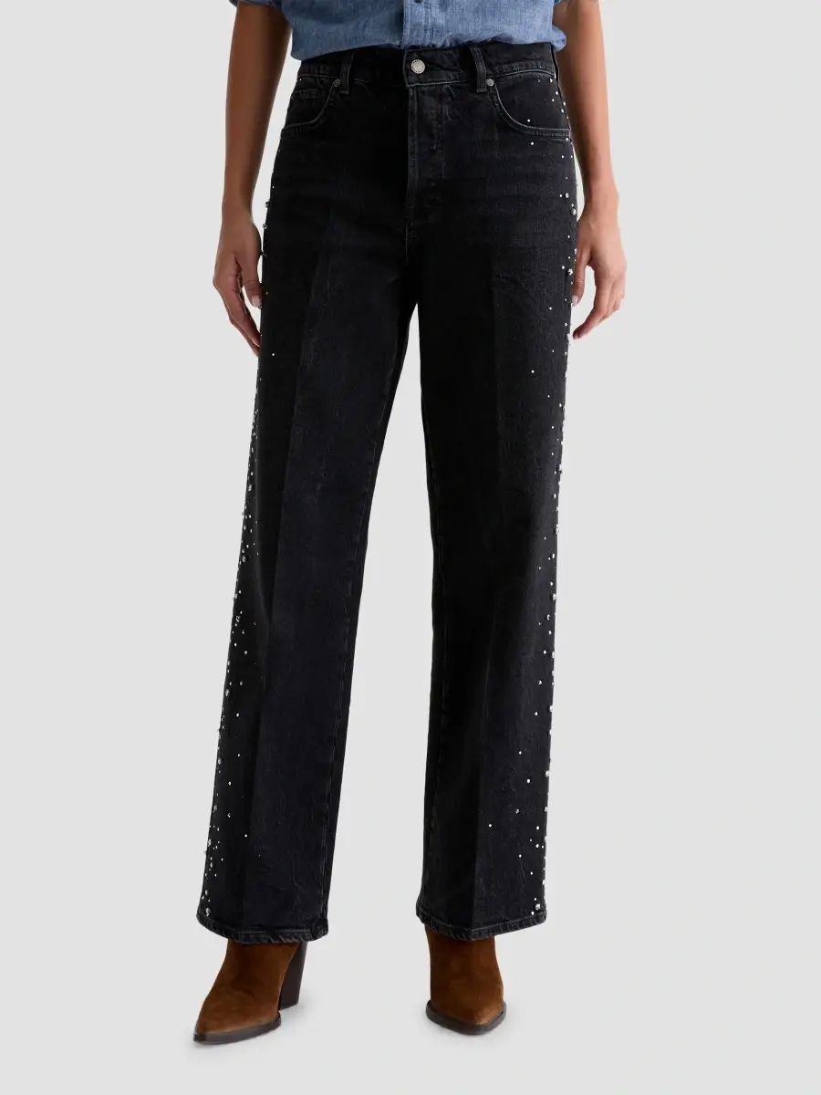 AG Jeans Women's Billie Crystal-Embellished High-Rise Straight-Leg Jeans | Thumbnail 4 AG Jeans Women's Billie Crystal-Embellished High-Rise Straight-Leg Jeans | Thumbnail 4