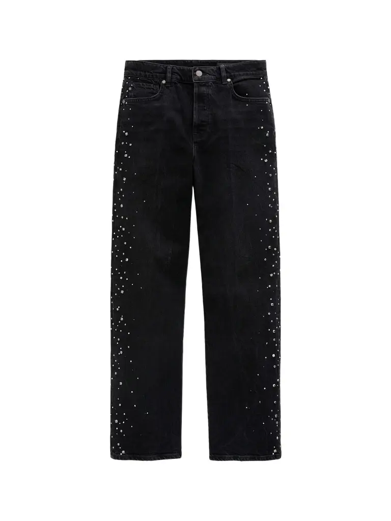 AG Jeans Women's Billie Crystal-Embellished High-Rise Straight-Leg Jeans