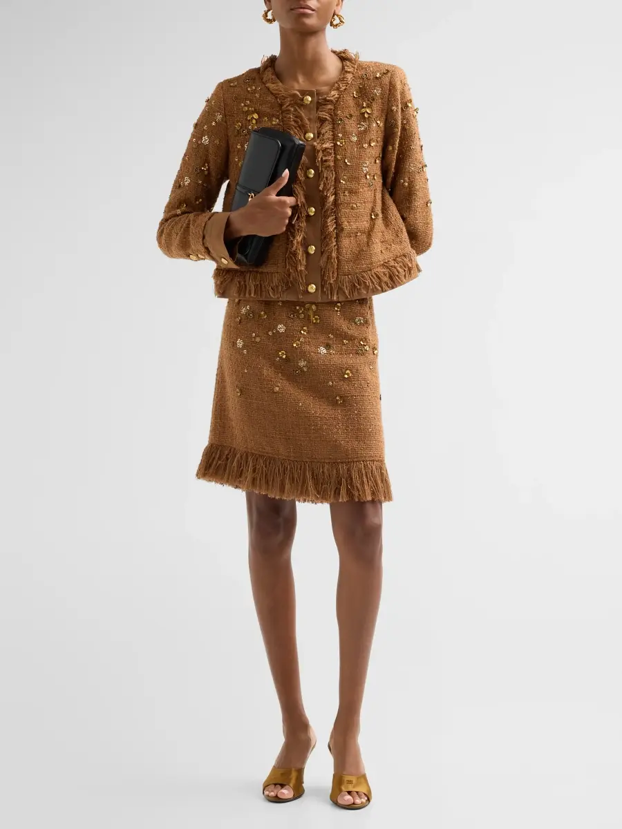 Kobi Halperin Women's Marisa Embellished Tweed Knee-Length Skirt | Thumbnail 2