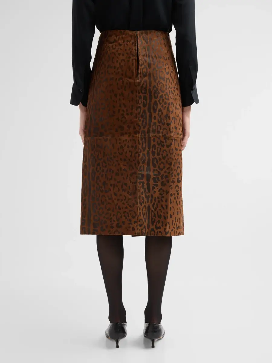 Kobi Halperin Women's Melissa Leopard-Print Suede Midi Skirt | Thumbnail 3