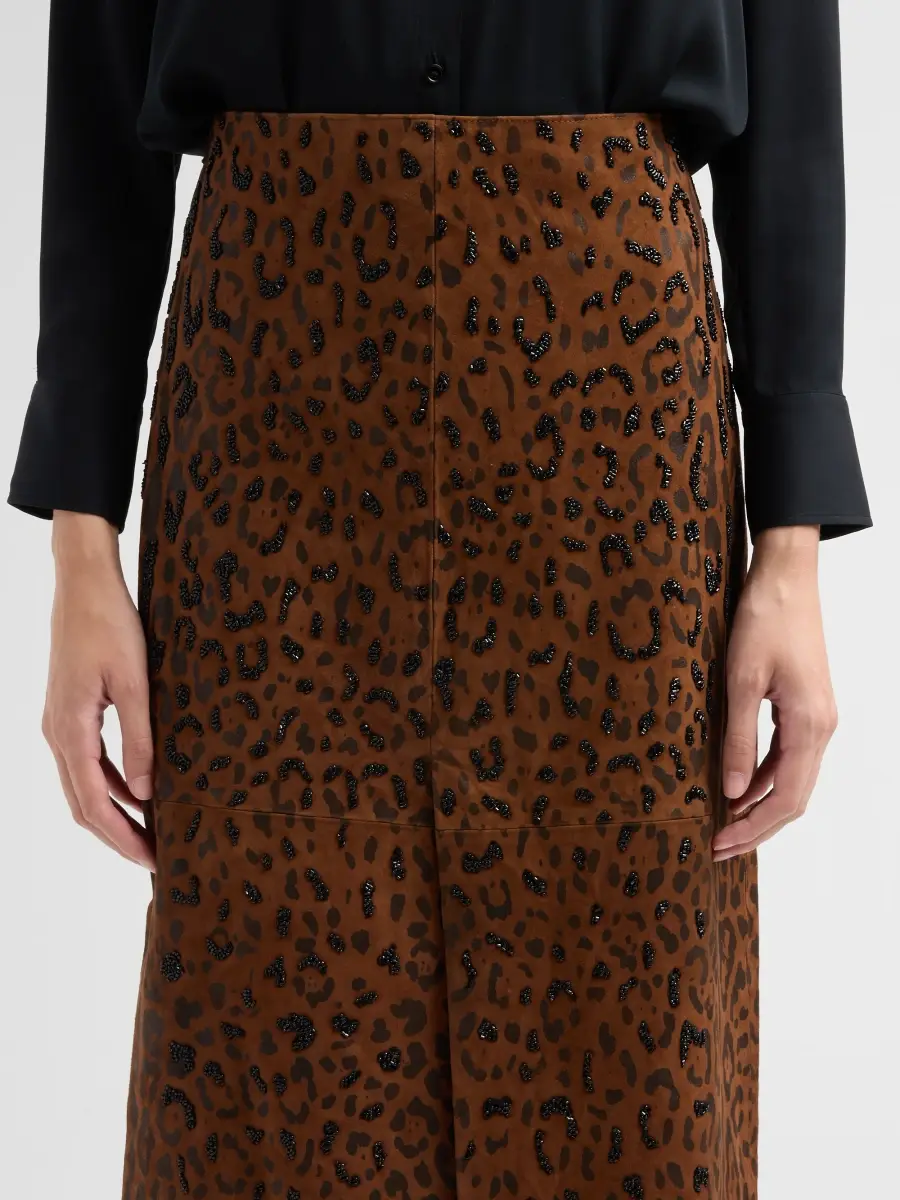 Kobi Halperin Women's Melissa Leopard-Print Suede Midi Skirt | Thumbnail 5
