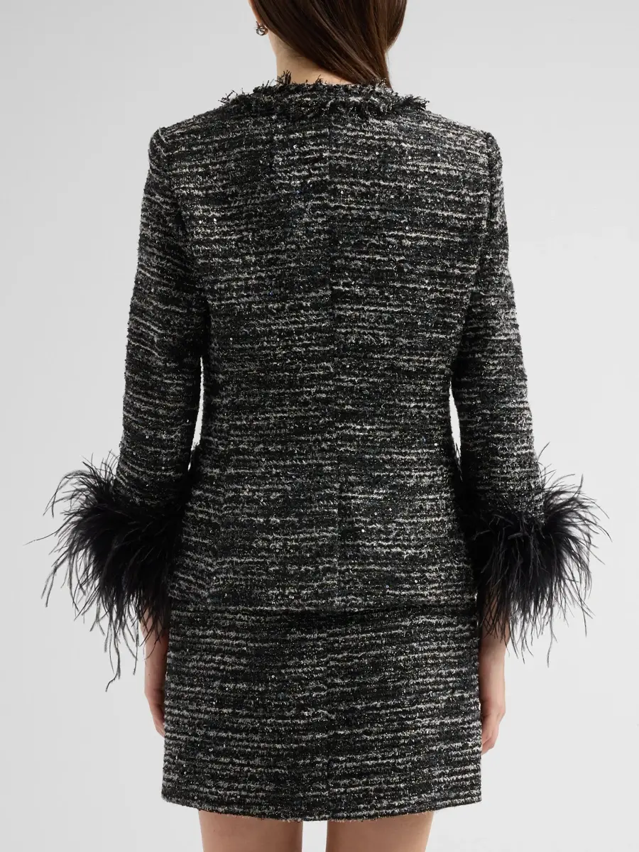 Ungaro Women's Adley Ostrich Feather-Trim Tweed Jacket | Thumbnail 3
